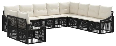 Immagine prodotto di vidaXL Set di divani da giardino 10 pezzi in polirattan nero
