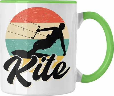 Produktbild von Trendation - Kitesurfing Tasse Geschenk für Kitesurfer Geschenkidee Vintage Grafik (Grün)