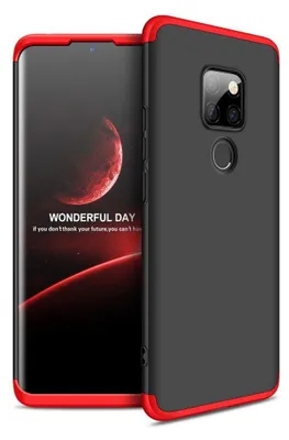 Produktbild von Hülle für Huawei Mate 20 360 Grad Schutz mit Displayglas Bumper Cover Mate 20 Farbe: Schwarz, Rot