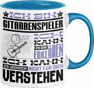 Produktbild von Gitarrenspieler Geschenk Kaffee-Tasse Geschenkidee für Gitarrenspieler Ich Bin Gitarrenspieler Ich Kann Es Dir Erklären Jedoch Nicht Für Dich Verstehen Spruch Lustig (Blau)