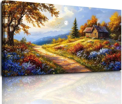 Image de Toile décorative : Grandes roses de Pâques et papillons, couleurs vives, 50x100 cm