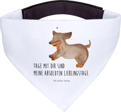 Produktbild von Mr. & Mrs. Panda Halstuch Für Hunde Hund Dackel - Weiß - Geschenk, Dachshund, Sprüche, Herz, Hunde-Halstuch, Tuch