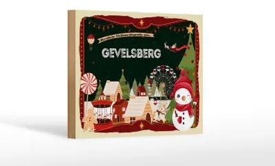 Produktbild von Holzschild Weihnachten Grüße GEVELSBERG Geschenk Dekoration  18x12 cm