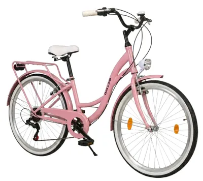 Produktbild von Dallas Bike Kinderfahrrad - Mädchen Citybike 24 Zoll - Shimano 6-Gang - Rahmen S 15" - Rosa-Weiß