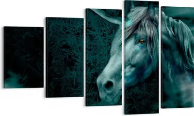 Produktbild von Bild auf Leinwand - Leinwandbild - Computergrafik Pferd Horn - 100x60cm - Wand Bild - Wanddeko - Leinwanddruck - Bilder - Kunstdruck - Wanddekoration - Leinwand bilder - Wandkunst - EG100x60-0344
