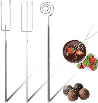Produktbild von Ibenzoa® Set mit 3 Schokoladengabeln aus rostfreiem Edelstahl 304, spülmaschinenfest – zum Dekorieren & Servieren von Pralinen
