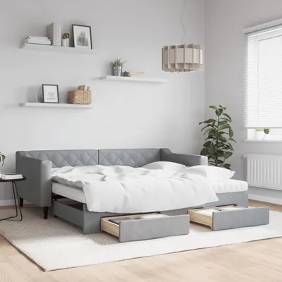 Image de Maison Exclusive - Canapé-lit convertible avec tiroirs, gris clair, 90 x 190 cm, tissu