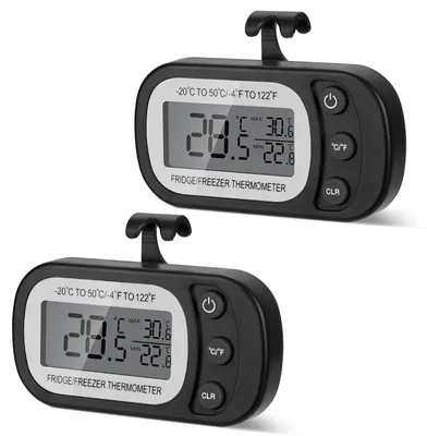 Digitale Kühlschrankthermometer, 2 St., LCD, °C/°F, magnetisch
