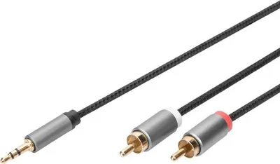 Imagen del producto de DIGITUS DB-510330-010-S: Cable adaptador de audio estéreo DIGITUS, conector jack a RCA (cinch), 1,0 metro