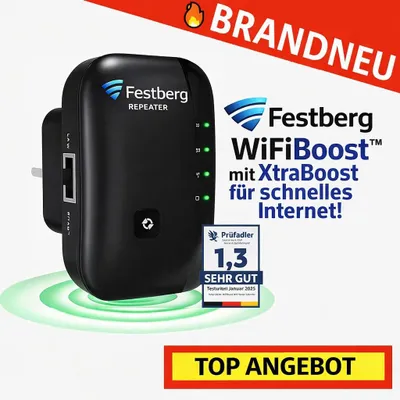 Image de Festberg WifiBoost™ Wifi Extender Wlan Repeater Booster, XtraBoost pour Internet