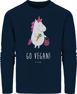 Produktbild von Mr. & Mrs. Panda Baumwoll Pullover Einhorn Vegan Größe XXL - French Navy - Geschenk, Pulli, Rohkost, Unicorn, Veganismus, Veganer, Sweater, Gesund Leben, essen, Organic