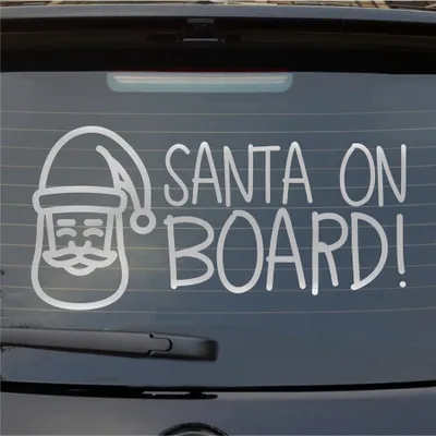 Produktbild von Heckscheibenaufkleber Santa on Board Weihnachten Christmas 55x27 cm Silber Auto Aufkleber Sticker