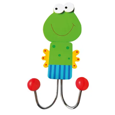 Produktbild von Bino 9987135 Doppel-Wandhaken "Frosch" Kinder-Garderobe