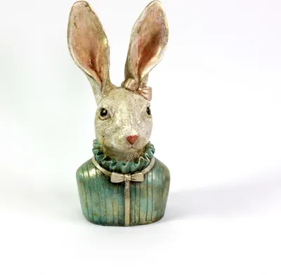 Produktbild von Hasenbüste Heidi, türkis/creme/gold Polyresin, 24x20x50 cm