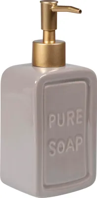 Produktbild von QUVIO Seifenspender - Seifenpumpe - Seifenspender - Seife - Handseife - Seifenhalter - 470 ml - Grau mit Gold