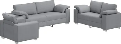 Produktbild von vidaXL Sofa 3 stk. Hellgrau Leinenmischgewebe