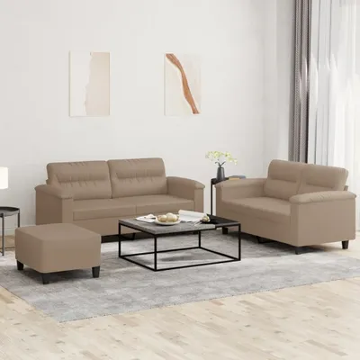 Produktbild von Möbel 3-tlg. Sofagarnitur mit Kissen Cappuccino-Braun Kunstleder - Klassische Sofas 3202371