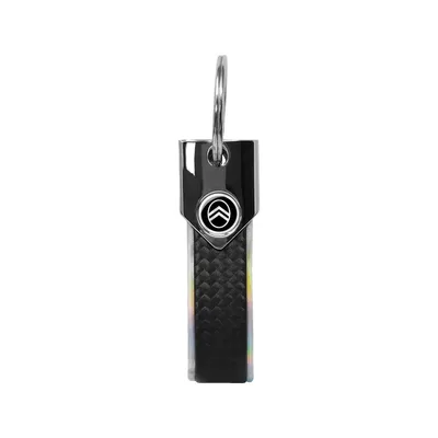 Image de Porte-clés Citroën Argent Holographique Officiel, Carbone, Logo New Noir