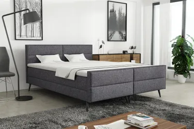 Produktbild von Boxspringbett Schlafzimmerbett GRANADA 180x200cm Stoff Lux Dunkelgrau