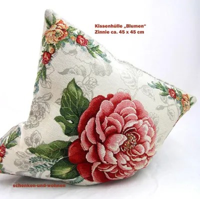 Produktbild von Gobelin - Kissenhülle "Blumen" Zinnie bunt ca. 45 x 45 cm