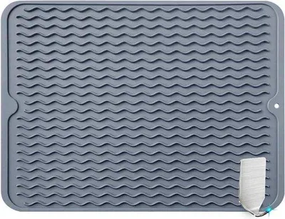 Obrázok produktu pre Silikónová kuchynská podložka, 40 x 30 cm, veľká, zelená, ekologická, odolná voči teplu, protišmyková, do drezu, s háčikom, skladateľná
