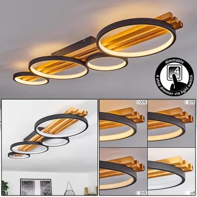 Produktbild von Caces Deckenlampe aus Metall/Holz/Kunststoff in Schwarz/Natur/Weiß