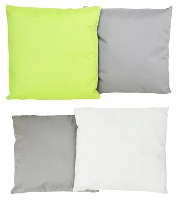 Produktbild von 4x JACK 2-farbiges Wende Outdoor Lounge Kissen 45x45cm Dekokissen inkl. Füllung Wasserfest Sitzkissen Garten Stuhl Lotus Effekt, Farbe:2x Elfenbein-Grau + 2x Grau-Grün