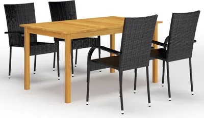 Produktbild von The Living Store 5-tlg. Garten-Essgruppe Schwarz