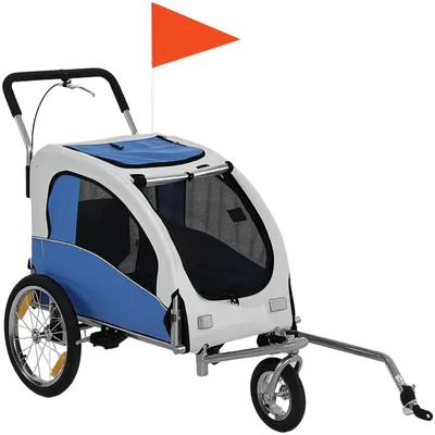 Produktbild von 2-in-1 Hundeanhänger für Fahrrad Faltbarer Hundebuggy für kleine & mittelgroße Hunde bis 20 kg, Hellgrau