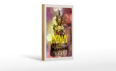 Produktbild von Holzschild Reise 12x18 cm Indien Skulptur Buddhistische Göttin
