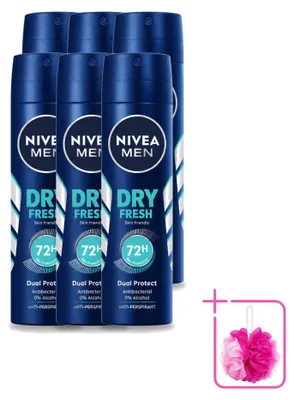 Productafbeelding van 6 x NIVEA MEN Dry Fresh Deodorantspray - 150 ml - Voordeelverpakking - 6 stuks