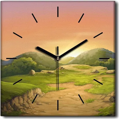 Produktbild von Coloray Uhr auf Leinwand 30x30 cm Wand Uhr Dekoration Wohnzimmer Segeltuch schwarze Hände -Klippensonnenuntergang