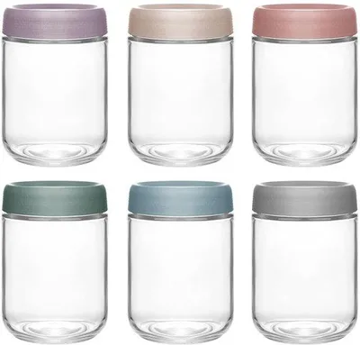 Produktbild von Gläserne Stapel- und Geschirrspüler-geeignete 6er-Set - 500 ml - Glas - Deckel - Stapelbar