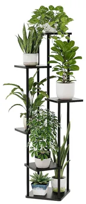 Produktbild von Blumenständer 6 Ebenen Metall Schwarz Platzsparend für Pflanzen