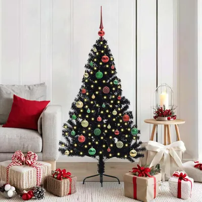 Immagine prodotto di Maison Exclusive - Albero di Natale artificiale preilluminato Nero 150 cm PVC