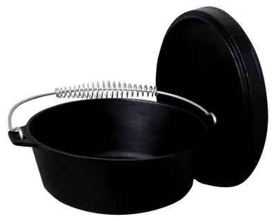 Produktbild von Schmortopf aus Gusseisen mit Deckel und Drahtbügelgriff, 20 l