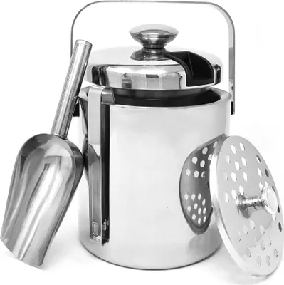 Produktbild von JOEJI’S KITCHEN Eiswürfelbehälter »Joejis Eiswürfelbehälter mit Deckel Edelstahl 1.3 L Eiseimer mit Deckel und Zange Sektkühler Edelstahl Eimer mit Deckel toll für Parties«, Edelstahl Eimer