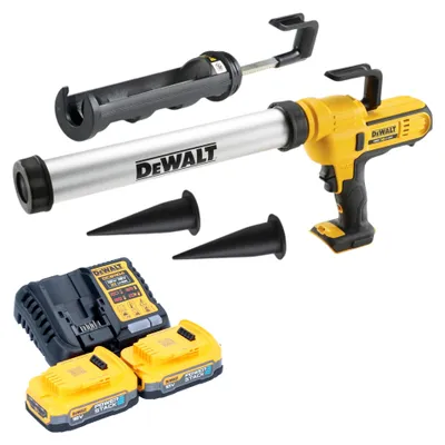 Immagine prodotto di Pistola per calafataggio a batteria DeWalt DCE 581 E2K 18 V 310 ml + 2x batteria Powerstack 1,7 Ah + caricabatterie + custodia