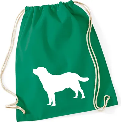 Produktbild von Huuraa Turnbeutel Labrador Retriever Silhouette 12 Liter Kelly Green Baumwolle Rucksack Geschenkidee