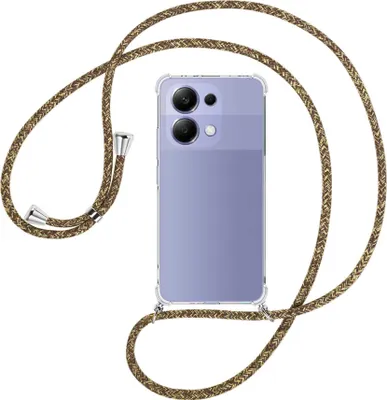 Produktbild von Handykette Backcover-Schutzhülle mit Band (Metall silberfarben) für Xiaomi Redmi Note 13 4G - braun+beige
