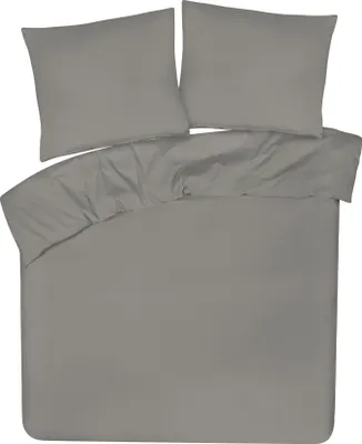 Produktbild von Bettwäsche mit Kissenbezug und Reißverschluss - 100% Baumwolle - 3-teilig 200x200 + 80x80 - Grau
