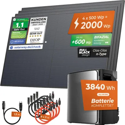 Produktbild von SOLARWAY Balkonkraftwerk 2000 Watt Ultra | EcoFlow STREAM Ultra X 3840 Wh Batterie