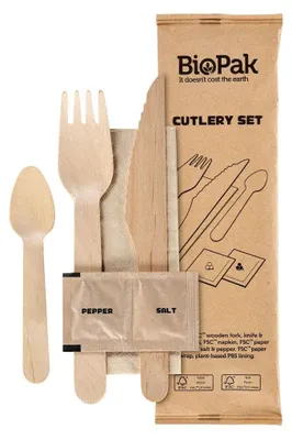 Produktbild von 250x DUNI Messer, Gabel, Pfeffer/Salz, braune Serviette 16/16,5/11 cm Natürlich