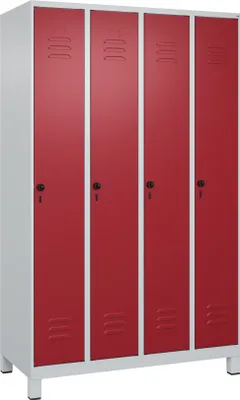 Produktbild von CP Spind Classic Plus lichtgrau, rubinrot 080010-40 S10001, 4 Schließfächer 120,0 x 50,0 x 195,0 cm