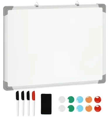 Produktbild von Whiteboard Magnettafel Weiß 60 x 1,8 x 45 cm mit 4 Markern 10 Magneten 1 Radiergummi
