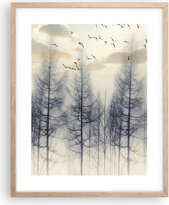 Produktbild von Gerahmtes Poster - Rahmen in heller Eiche - Bäume Vögel Himmel - 40x50 cm - Wand Bild - Wanddeko - Wandbilder - Kunstposter - Wandposter - Bilderrahmen - Bilder - Kunstdruck - P2NPA40x50-4546