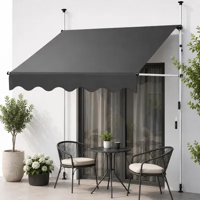 Immagine prodotto di Tenda a pinza Mucola tenda da balcone regolabile in altezza senza foratura tenda da sole protezione solare protezione dal vento - grigio 400 x 120 cm