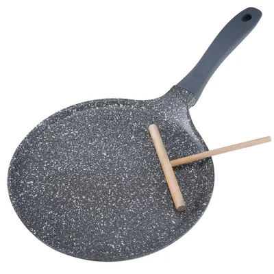Image de ROSSETTO Poêle à Crêpes Crêpière 26 cm (intérieur 24 cm) sans  enduite de céramique Revêtement Anti-adhérent poêle à frire Font Aluminium Inductio