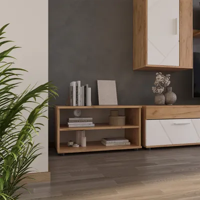Produktbild von Vicco Wohnzimmerschrank Berno, 70.8 x 38.9 cm mit 2 Fächern, Goldkraft Eiche/Weiß