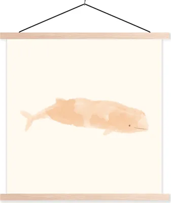 Produktbild von MuchoWow® Textilposter Fisch - Meer - Aquarell 60x60 cm mit holzfarbenen Rahmen - Wanddekoration
